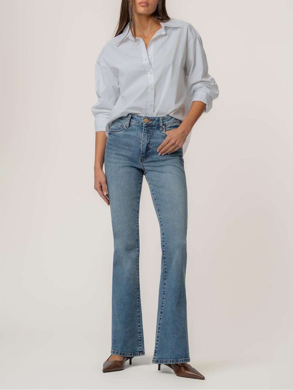 KUT from the Kloth Ana High Rise Fab Ab Flare Jeans Size 8 Medium Wash